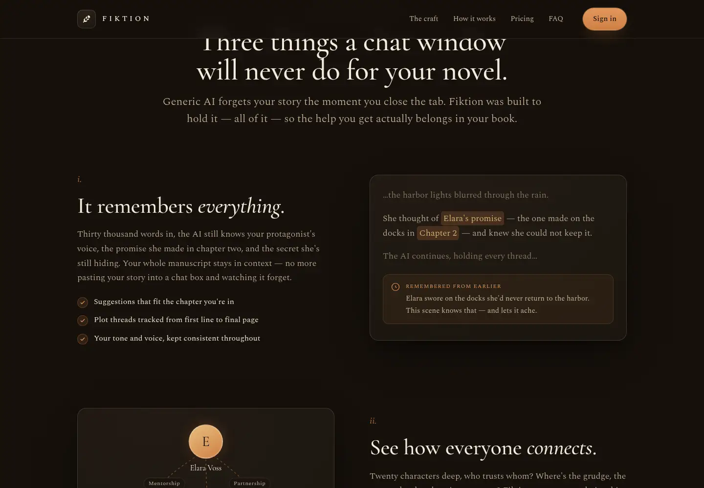 Fiktion section It remembers everything, with a passage that cites an earlier chapter