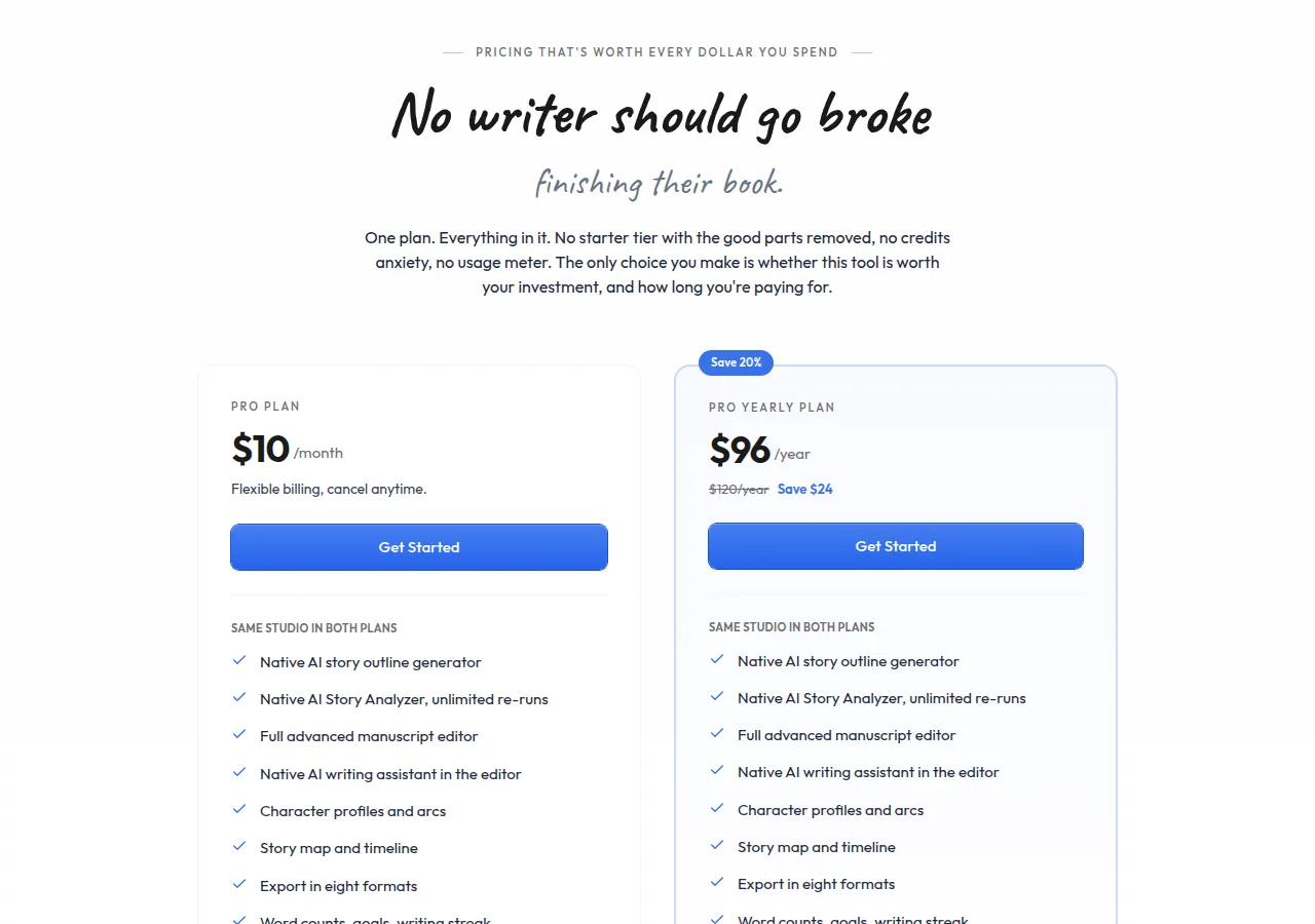 Screenshot of AuthorFlows's public pricing page