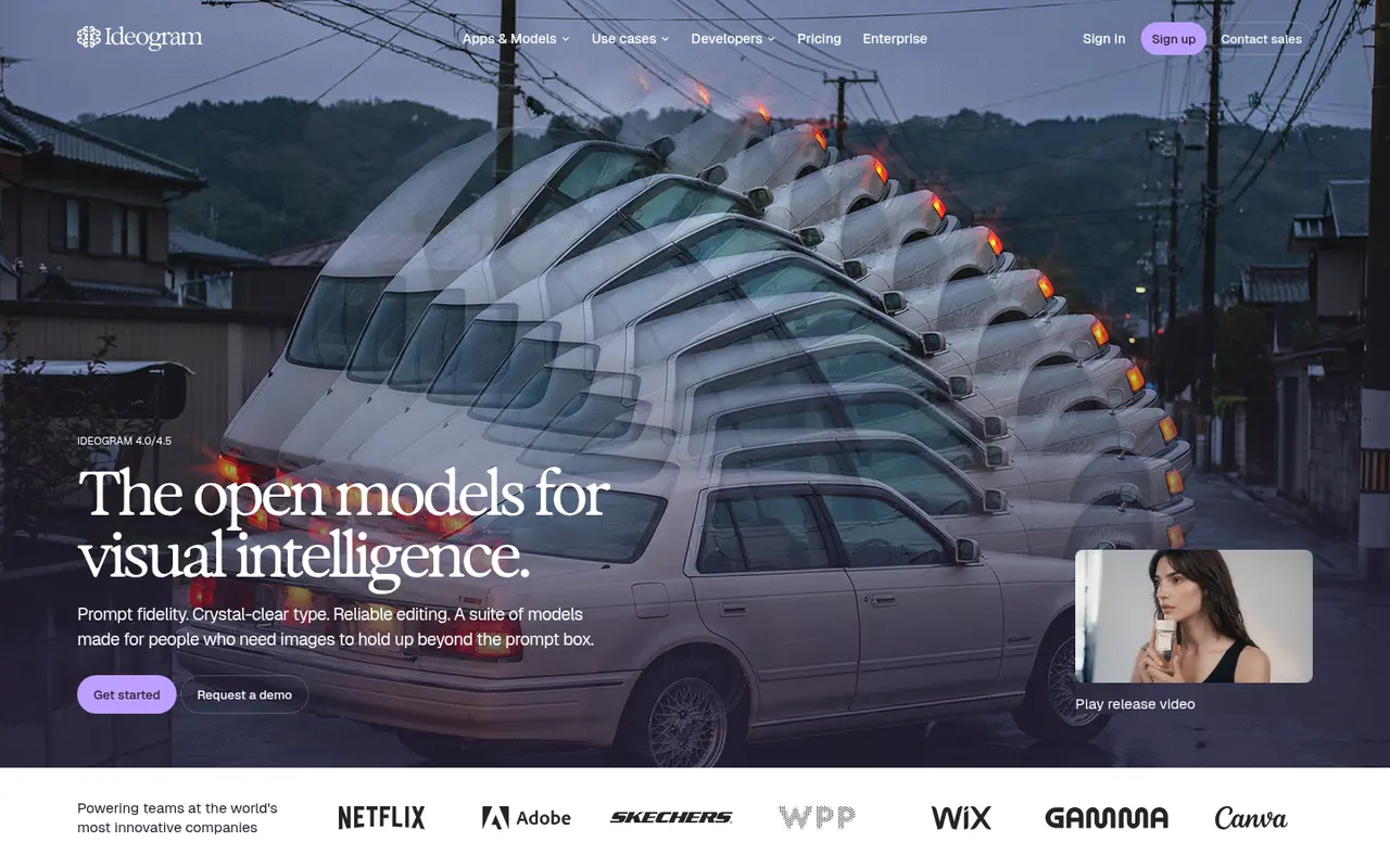Screenshot of Ideogram's public home page