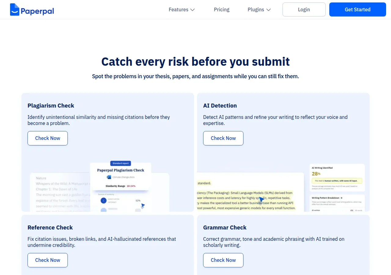 Screenshot of Paperpal's public home page, scrolled further down