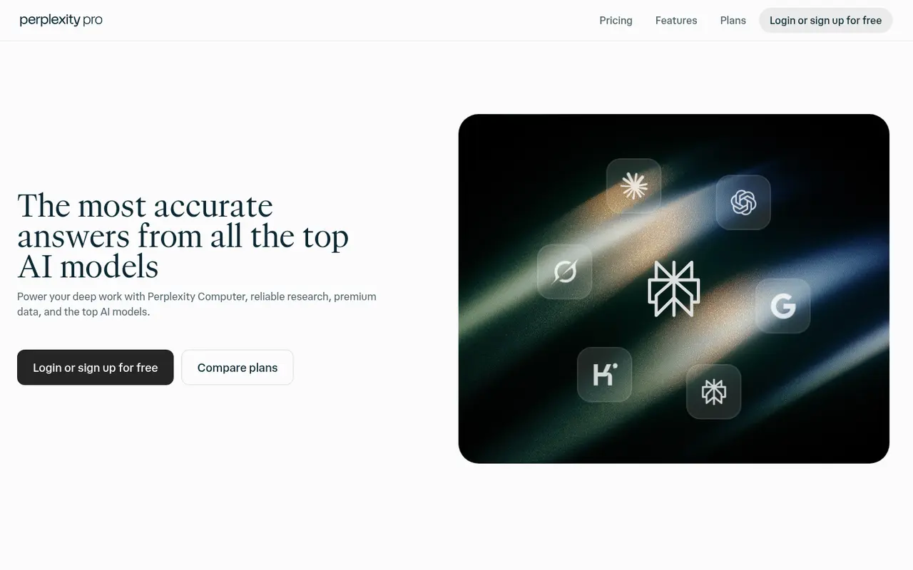 Screenshot of Perplexity's public pricing page